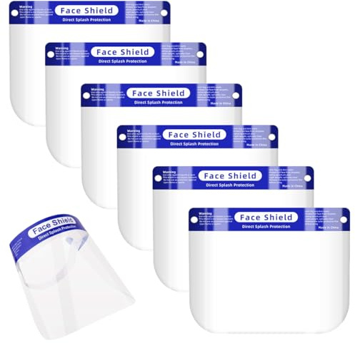 6 Pcs Visiera Protettiva Professionale Antiappannamento, Paraschizzi, Visiera Protettiva da lavoro, Visiera Decespugliatore, di Visiere Protettive Integrali in Trasparenti Regolabili