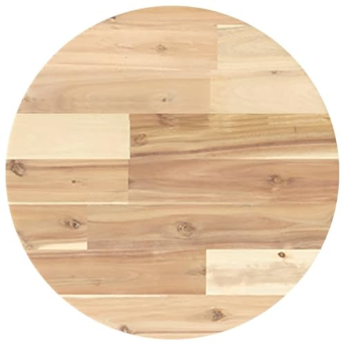 Nqyjm Tischplatte, rund, Ø 40 x 2 cm, Massivholz, Akazie, für Couchtisch, Bartisch, Beistelltisch, Küchenarbeitsplatz, Modell 1