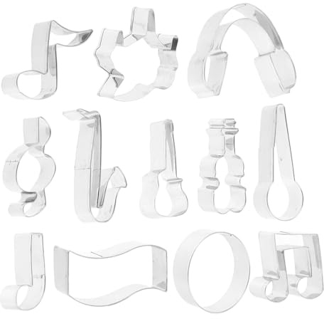 DIYEAH Ensemble 12 Pièces Emporte-pièces Musique en Acier Inoxydable, Découpeur Formes Notes et Instruments, Moule à Biscuits et Sandwichs pour Pâtisserie, Fête Musicale et Garçon