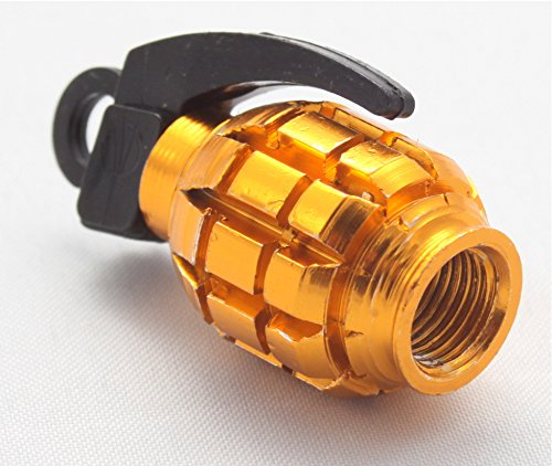 4x Ventilkappen Handgranate Granate Farbe: Gold Golden Ventilkappe Vhgo