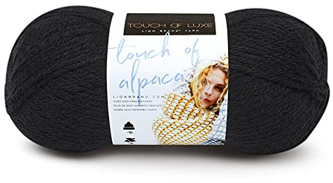Lion Brand Yarn Company 674-153 Touch of Alpaka-Garn, schwarz, Acrylmischung, ein Knäuel