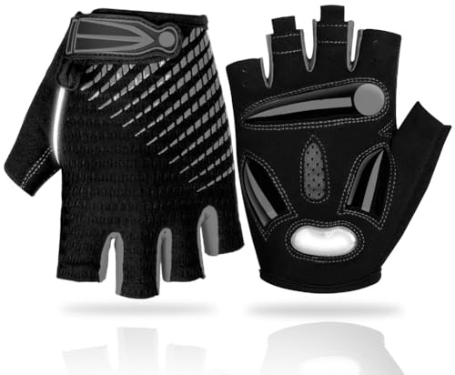 LUROON Cycling Gloves Half Finger Gel Padded Bike Gloves Anti-Slip Shock-absorbing Hand Protect Fingerless Summer Bicycle Short Gloves for Mens & Women