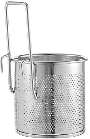 Lurrose Mesh Pasta Basket Stainless Steel Pasta Basket Food Strainer Deep Fry Basket Pasta Strainer Baskets for Hot Pot Noodles Dumpling Spaghetti 17X10X10CM