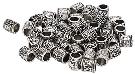 50 St Skäggpärlor DIY Vintage Legering Hårflätning Dreadlocks Hår Tube Pärlor för Män Kvinnor