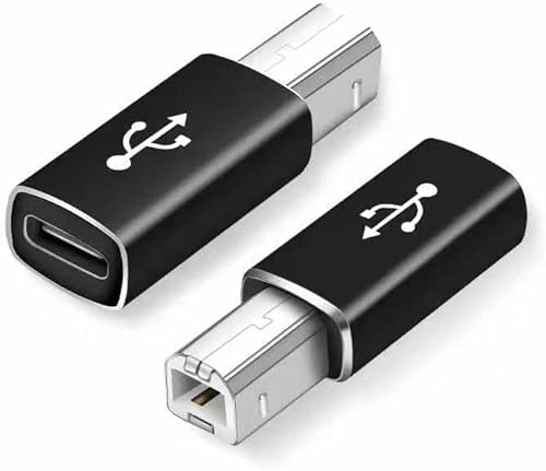 Lot de 2 adaptateurs USB C femelle vers imprimante mâle - Connecteur USB de type C vers USB B - Prend en charge la synchronisation des données - Compatible avec Brother, HP, Canon, Lexmark, Epson,