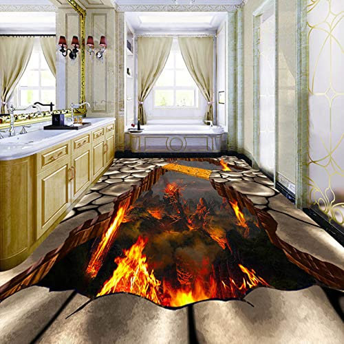 Papier Peint Auto-Adhésif Pour Solpersonnalisé Sol Papier Peint Mural Pierre De Lave Magma 3D Stéréoscopique Plancher Autocollant Peinture Pvc Auto-Adhésif Étanche,350 * 245Cm