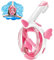 Tyuodna Schnorchelmaske Kinder,Tauchmaske Vollgesichtsmaske für Kinder 4-12 Jahre,180° HD Anti Fog und Anti Leck Taucherbrille mit Schnorchel,CO2-Sichere Snorkeling Mask (Rosa)
