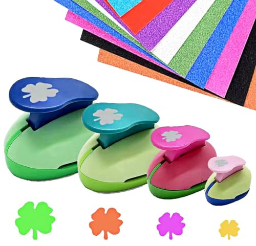 Perforadora de papel de 4 piezas, troqueladora de papel, perforadora de cuatro hojas, trébol de cuatro hojas, perforadora para etiquetas de regalo, manualidades, álbumes de recortes, fotos, tarjetas