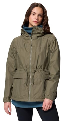 Columbia Womens Sweet Creek II Lined Rain Jacket, Stone Green, X-Large