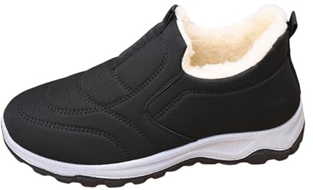 scarpe uomo ginnastica invernali impermeabili, Stivali Piatti a Punta Tonda Imbottita Caldo Scarponi Trekking Scarpe Uomo Impermeabili Outdoor Confortevole Antiscivolo