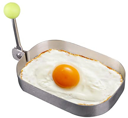 Anelli per uova per friggere, in acciaio inox, stampo per cucinare uova, stampo per uova fritte, stampo rettangolare per pancake per colazione, hamburger, pane, uova, omelette e pancake
