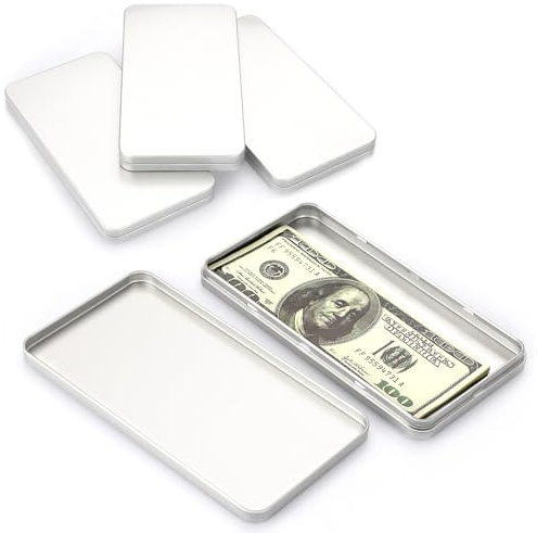 SUMTree 4pcs Caisse à Monnaie en métal Organisateur de Monnaie Euro pour Argent Liquide Plateau à Monnaie (Argent)