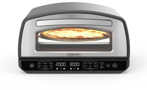 Kitchencook - Four à Pizza - 2000w - Jusqu'à 450°c - 12 Programmes - Plaque De Cuisson En émail, Pelle Et Coupe Pizza En Inox