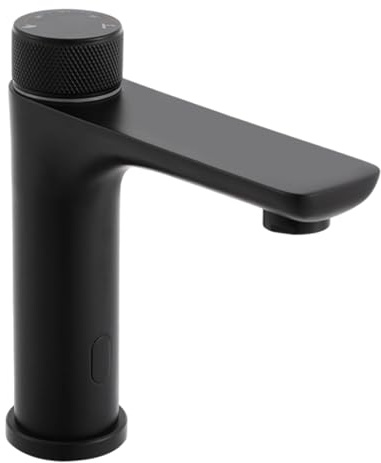 Grifo con sensor de infrarrojos, automático sin contacto, con función de almacenamiento de temperatura, cable USB y funcionamiento con pilas, grifo mezclador de inducción (negro)