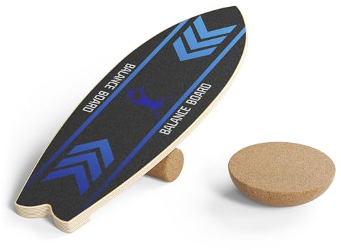 STYPLZ Tabla de Equilibrio de Madera Antideslizante con Rodillo de Corcho, Carga Máxima 200KG, Tabla de Balance para Surf, Fitness y Entrenamiento Core, 75x28x3 cm, Portátil para Adultos