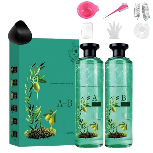 Tinte capilar de larga duración con aceites esenciales botánicos. Fórmula suave y duradera para cubrir las canas, apto tanto para hombres como para mujeres. (Negro natural)