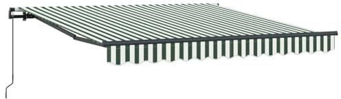 Coespram Tenda da Sole Retrattile Verde e Bianco, 350 x 250 cm, Tenda da Sole a Braccio Articolato in Poliestere e Acciaio per Terrazza e Giardino, Parasole Manuale per Esterno