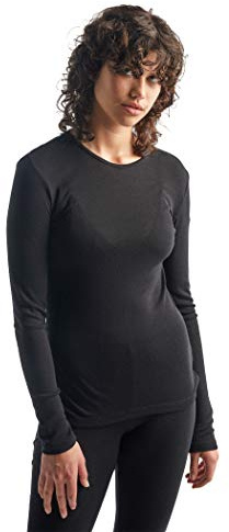 Icebreaker Damen Funktionsshirt 175 Everyday LS Crewe Merino Baselayer, Black, L, 104471