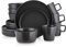 Stone Lain Coupe Dinnerware Set,16 Piece, Service for 4, Black Matte