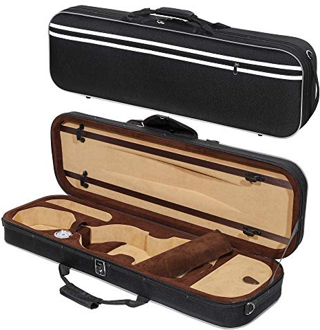MI&VI NF-5001 Super Lightweight Sturdy Violin Travel Case 4/4 (Full Size) With Reflective Safety Strips | Hygrometer | Adjustable Shoulder Straps | Hard-Shell | High-Density Foam - MIVI Music (Black)