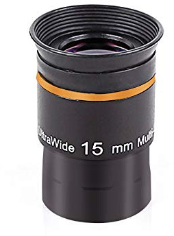 Ocular ultra gran angular de 66 grados para telescopio (15 mm), totalmente recubierto de verde, juego de accesorios de telescopio de 1.25 pulgadas