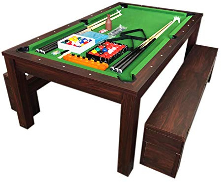 GRAFICA MA.RO S.R.L. Mesa de Billar Juegos de Billar 7 ft Rich Verde Carambola y Plan de Cobertura y Bancos