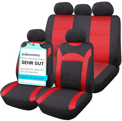 Enerfero ,5 Funda Asiento del Coche,Juegos Completo Funda Coche.Funda Universal Coche Transpirable (Rojo)(024811)