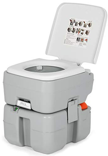 COSTWAY Toilettes Portables 20L Charge de 200 kg, Camping Toilette Anti-Fuite avec Indicateur de Niveau, pour Camping Voiture