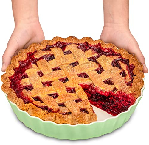 Praknu Stampo per Torta in Ceramica - ø 28 cm - Con Rivestimento Antiaderente - Resistente ai Tagli e ai Graffi - Facile da Pulire (Verde)