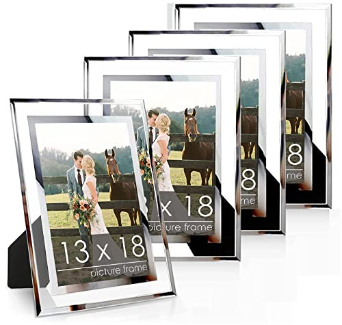 ASelected Set di 4 cornici portafoto in vetro per foto, 13 x 18 cm, per foto e matrimoni, famiglia