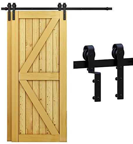 WOLFBIRD 200 cm (6,6 ft) Bypass Puerta corredera Hardware Doble Puerta de Madera Sistema de Puerta Corredera Juego Completo Negro