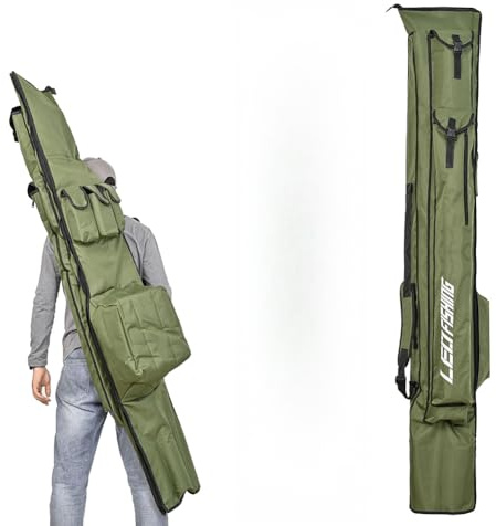 DAZZLEEX Sac de Canne à pêche de Grande capacité Sac de pêche Stockage de Moulinet de Canne à pêche Support de matériel de pêche 1.95m