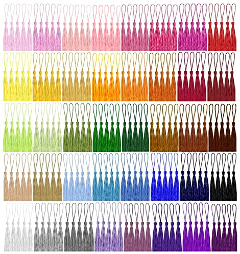 BetterJonny 200 Pièces Mini Glands Tassels Glands Soyeux Faite à La Main Doux Pompon pour la Confection de Bijoux Signets Projets de Bricolage, 40 Couleurs Différentes, 5 Pcs de Chaque, Térylène