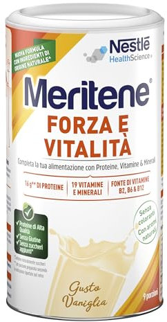 Meritene Forza & Vitalità gusto Vaniglia, integratore alimentare in Polvere | 270g | con Vitamine, Minerali e Proteine | Rafforza il tuo Sistema Immunitario e la Salute delle Ossa