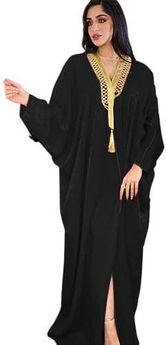 Greatfool Kaftan Mujer - Chilaba Mujer Que Puede llevarse como un caftán marroquí o un Kaftan Playa - Kaftan Mujer Playa Adaptada a Todas - Negro