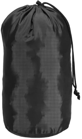 PATIKIL Stuff Sack, 6 x 12.5 Inch Waterproof Outdoor Storage Sack Ultralight Nylon Drawstring Dust Flap Bag for Camping, Black
