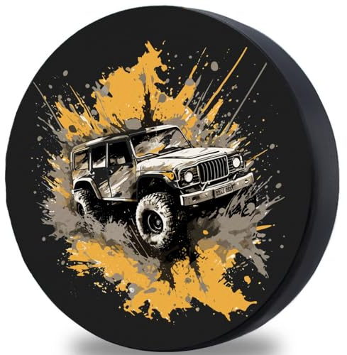 Ferocity Reifentasche Reserveradabdeckung Maßanfertigung Aufbewahrung Reifenbezug Wasserabweisender Individuelle Reifenabdeckung mit Kordelstopper für Räder Schonbezug aus Öko-Leder Offroad [097]