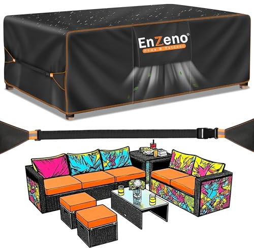 Enzeno Housse Salon de Jardin Exterieur,Housse Table de Jardin Imperméable,420D Tissu Oxford Housses pour Mobilier de Jardin,Bache Protection pour Meubles avec évent（220x120x74cm）
