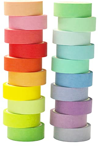 SOSINYA Textmarker Washi Tape Sticker Klebeband Scrapbook Zubehör Bullet Journal Pastellstifte Journaling Set Washitape Brush Pen Pastell (A)