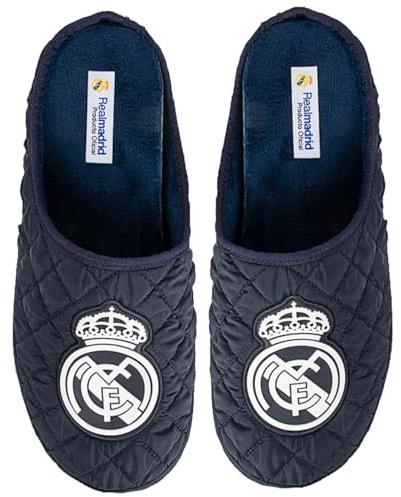 MARPEN SLIPPERS, Zapatillas de casa Real Madrid CF Oficiales Temporada 24/25 Acolchadas para Hombre o Mujer, Suela Caucho Diseño Fútbol, Talla 43
