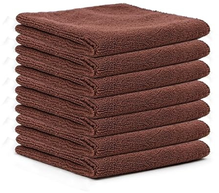 Nvzi Paño de limpieza, paquete de 12 toallas de cocina de 11.8 x 11.8 pulgadas, para todo uso, fuerte absorción de agua y elimina el aceite y el polvo, toallas de cocina (marrón)