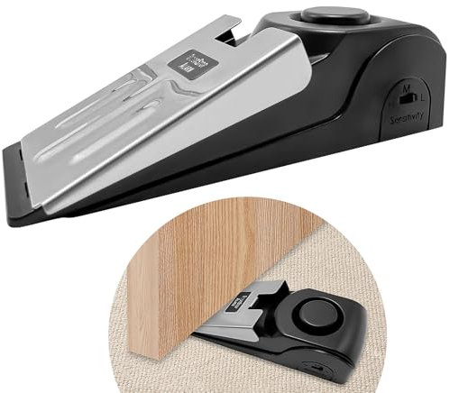 Xpieoyrm Cale Bloque Porte avec Fonction Alarme,120 dB Cale Porte Alarme,Alarme de sécurité de butée de porte portative,butée de porte de sécurité pour La Sécurité à Domicile Maison Appartement Hôtel