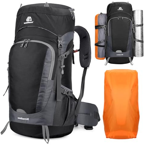 Aolawco Sac à dos de randonnée, sac à dos de trekking, sac à dos de randonnée, sac à dos de voyage, sac à dos respirant avec protection contre la pluie, grand sac à dos pour l'extérieur, les voyages,