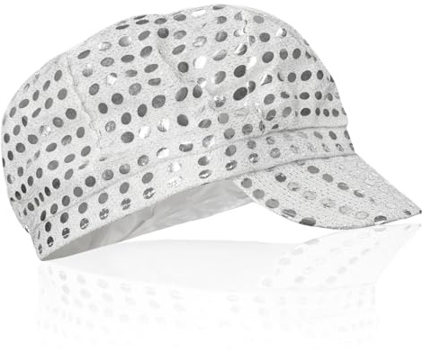 TUONYIS Sombrero de Lentejuelas de los 70 Sombrero Abba Disfraz de Discoteca Accesorios de los Años 70 y 80,Sombreros de Fiesta con Purpurina Sombrero Discoteca, para Fiesta Temática Carnaval(Plata)