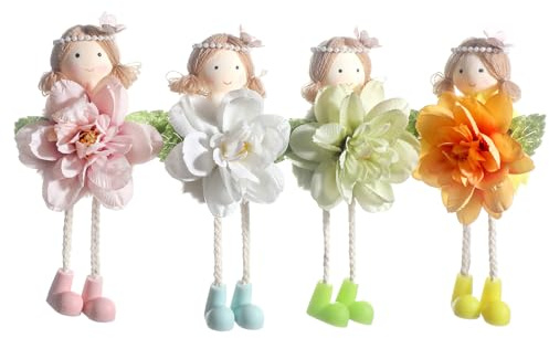 4 Piezas Figuras de Hadas de Primavera Flores Hadas Colgantes Flores Artificiales Estatuas de Hadas Adornos de Jardín de Hadas para Accesorios para el Jardín de Hadas Al Aire