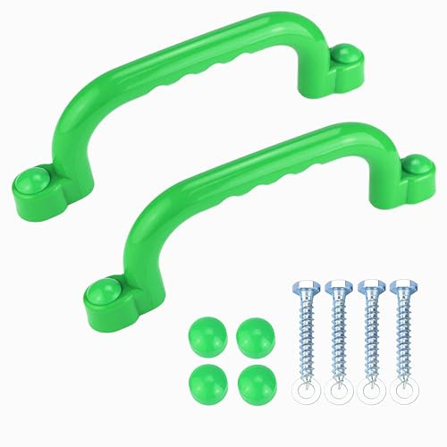 Anschütz 2er Set Handgriffe für Spielturm – Robuster HDPE Kunststoff – Witterungsbeständig – Inkl. Schrauben – (HELLGRÜN)