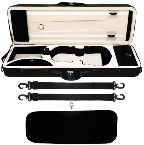 Estuche profesional para violín 4/4 con higrómetro y correa de transporte RETUOLWAG, estuche para instrumentos de cuerda, almacenamiento de accesorios para violín