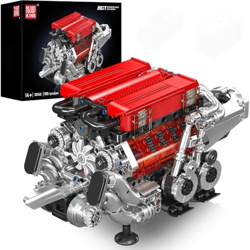 Mould King 10163 Technik W16 Motor Bausteine Spielzeug Modell, 955 Teile Engine Technologie Klemmbausteine Bausatz, Geschenk/Sammelstück für Jugendliche & Erwachsene ab 14+ Jahren (Rot)