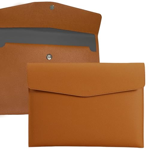 YSDINK Enveloppe Porte-documents A4 en cuir PU avec Fermeture Métallique, Étanche et Extensible, Grande Capacité pour Dossiers, Portfolio, Bureau, École ou Voyage, Élégant et Polyvalent (Marron)