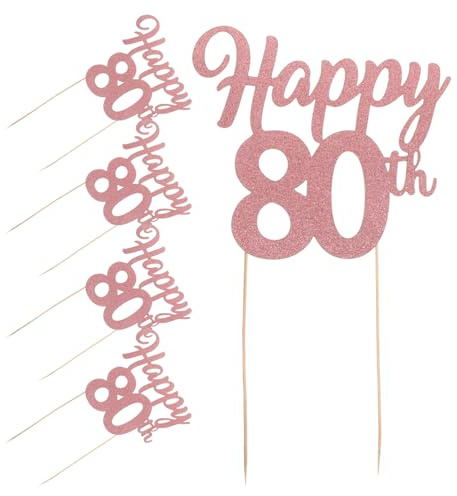 POPETPOP 5 Piezas Decoración de Pastel Cumpleaños Toppers para Tartas y Magdalenas Adornos para Fiesta de Aniversario y Familiar